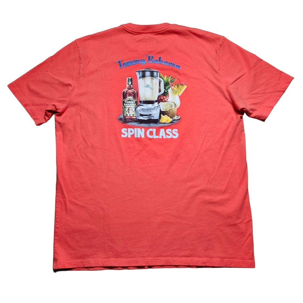 Tommy Bahama Relax Spin Class Pina Colada Rum T-Shirt Salmon Cotton Mens Large